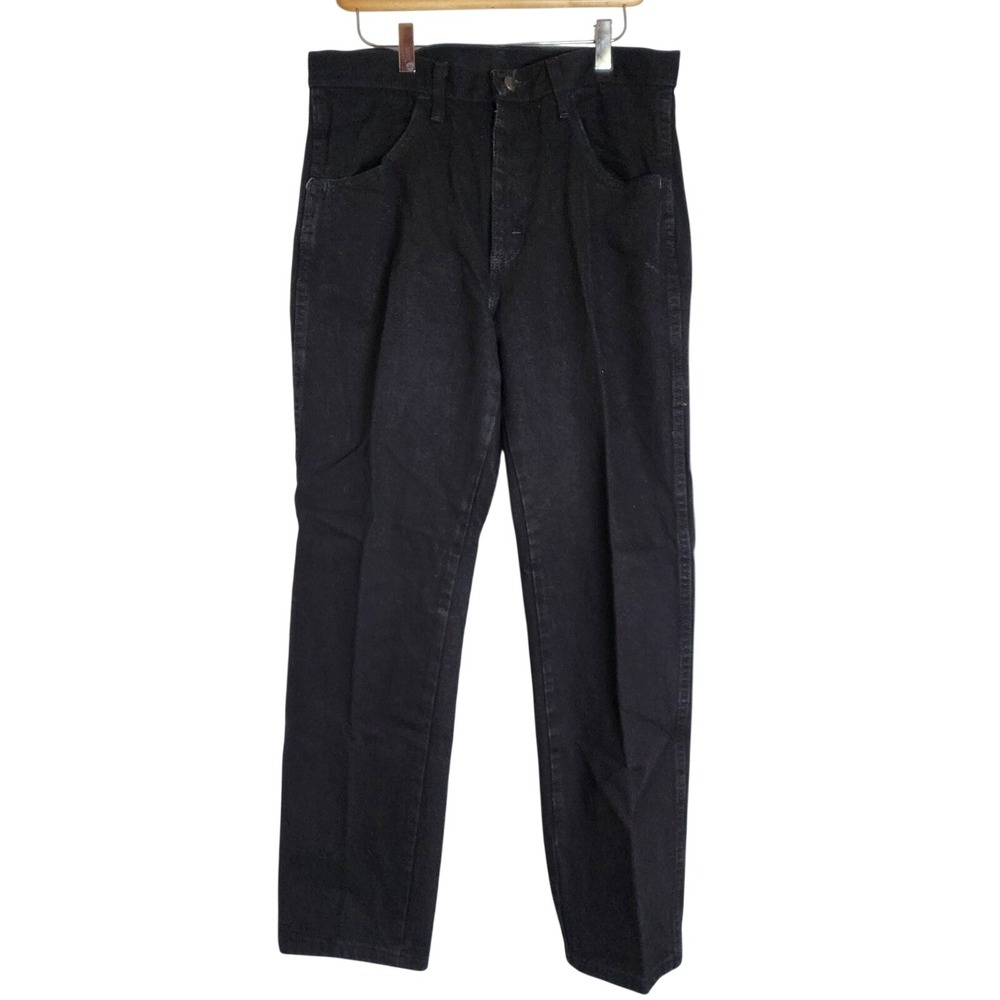 Rustler‎ Mens Black Denim Jeans Size 33x30 Classic Straight Leg Cotton Casual